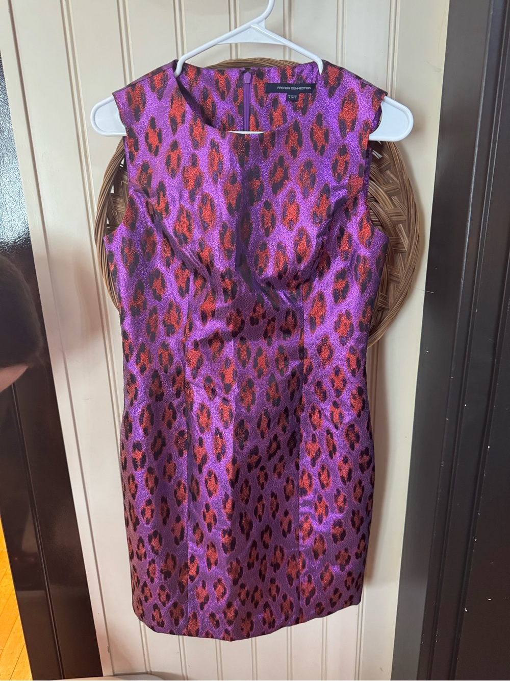 French Connection Purple and Red Animal-Print Sheath Dress size 4